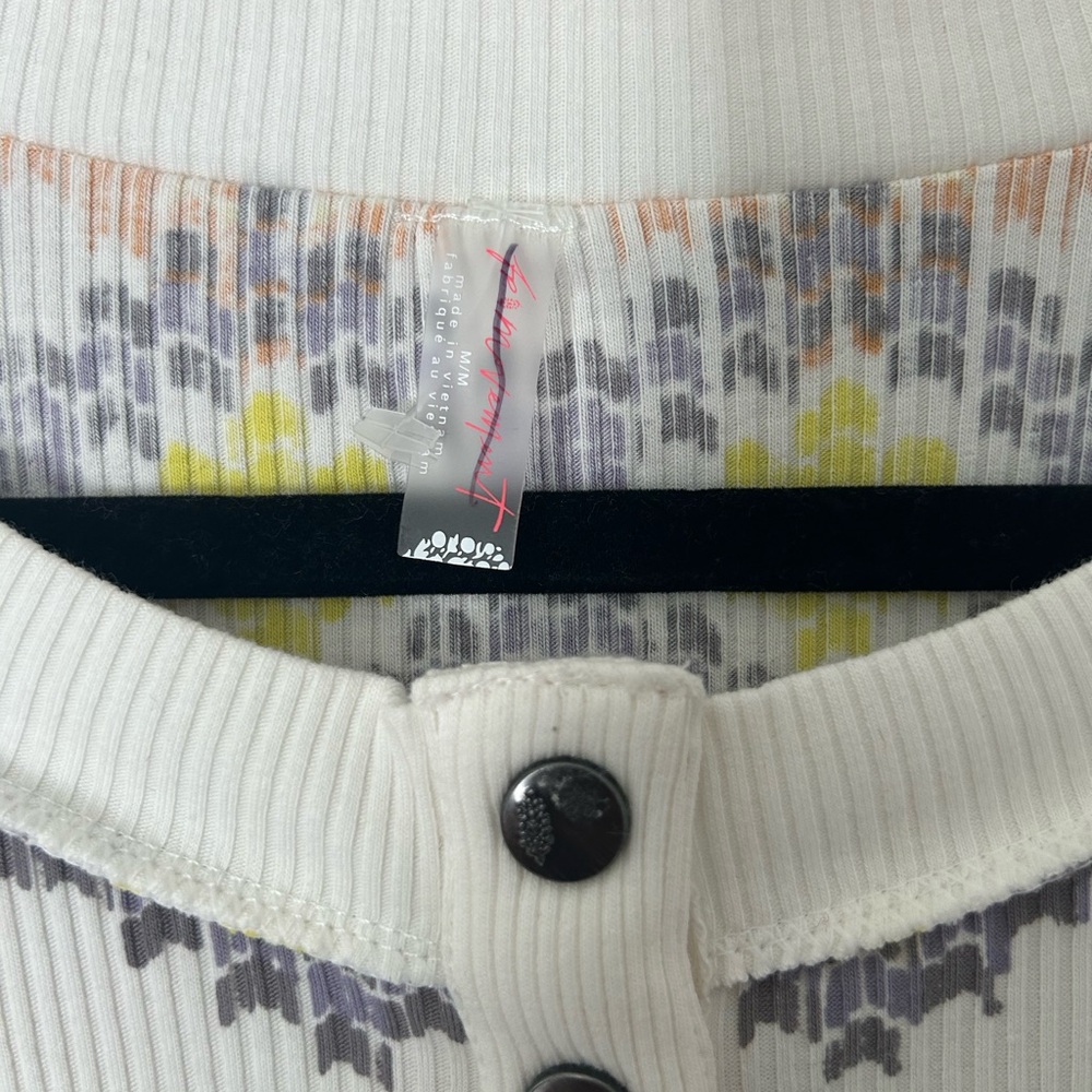NWOT Free People Movement Rally Printed Layer Henley Top - Picture 4 of 6